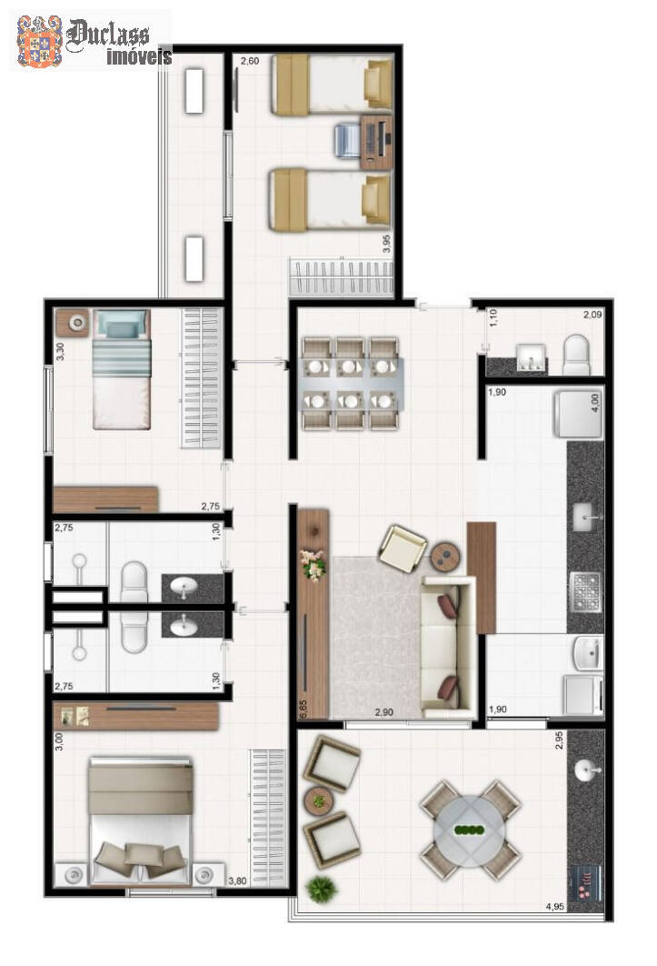 Apartamento à venda com 3 quartos, 105m² - Foto 2