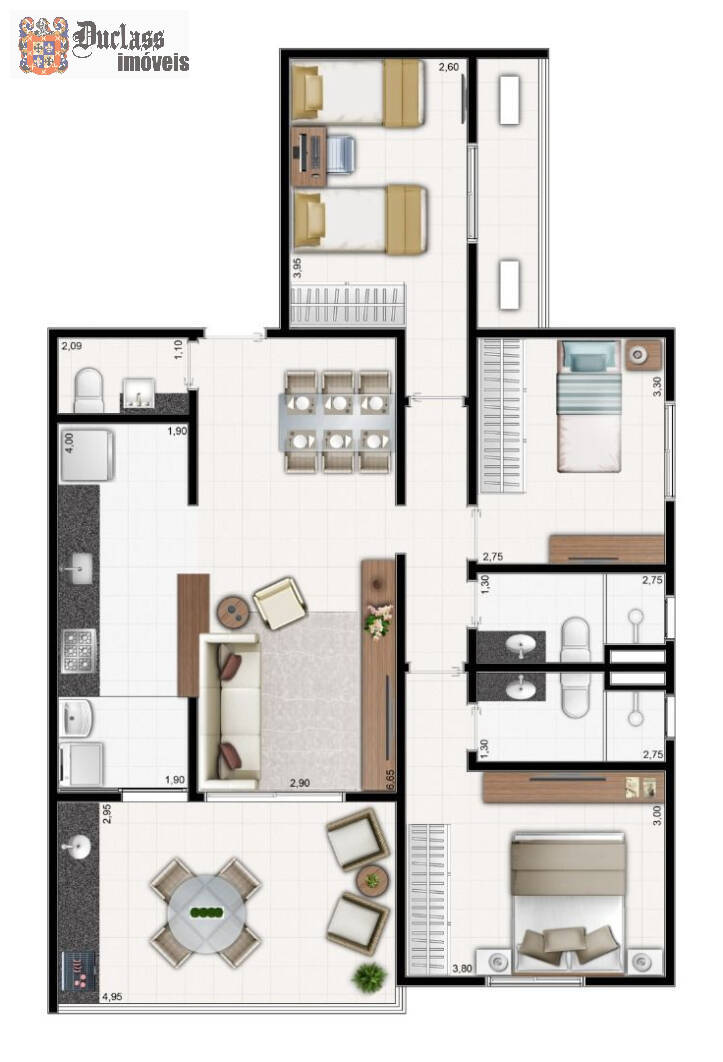 Apartamento à venda com 3 quartos, 105m² - Foto 3