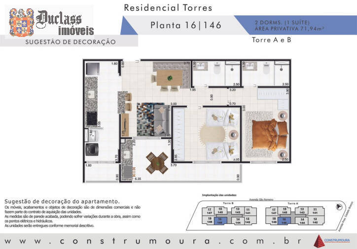 Apartamento à venda com 2 quartos, 71m² - Foto 2