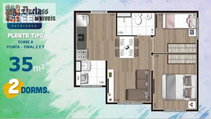 Apartamento à venda com 2 quartos, 35m² - Foto 2