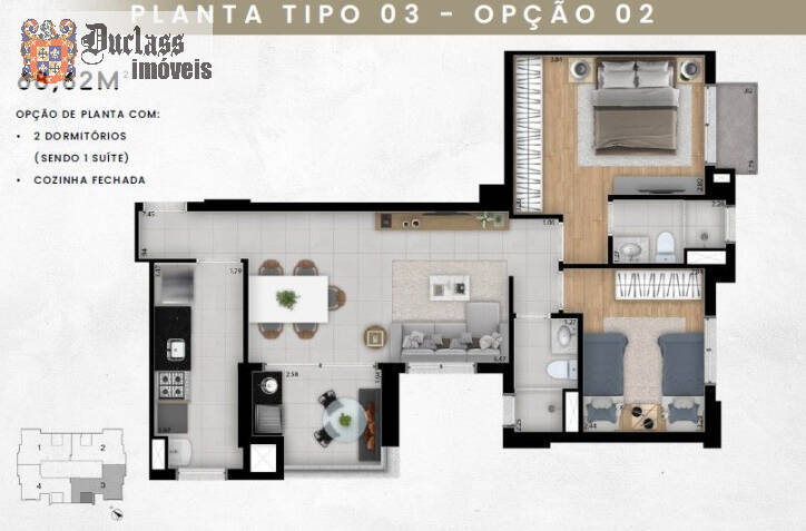 Apartamento à venda com 2 quartos, 67m² - Foto 8