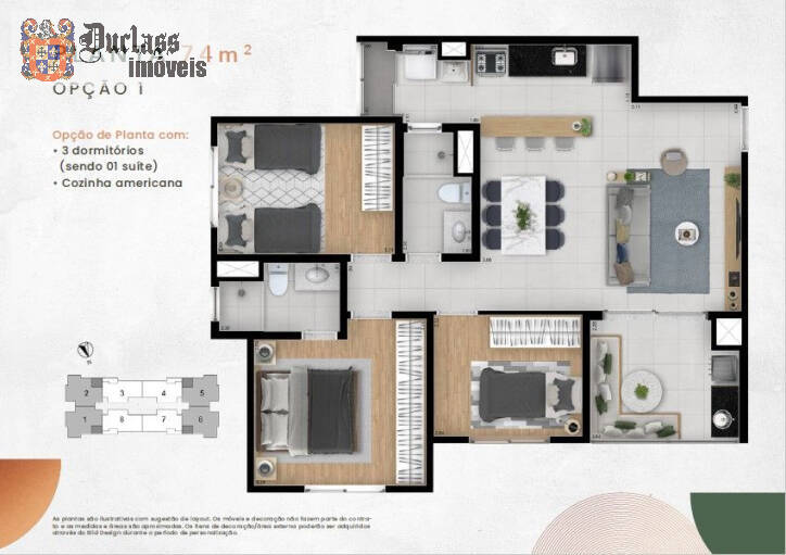 Apartamento à venda com 2 quartos, 61m² - Foto 5